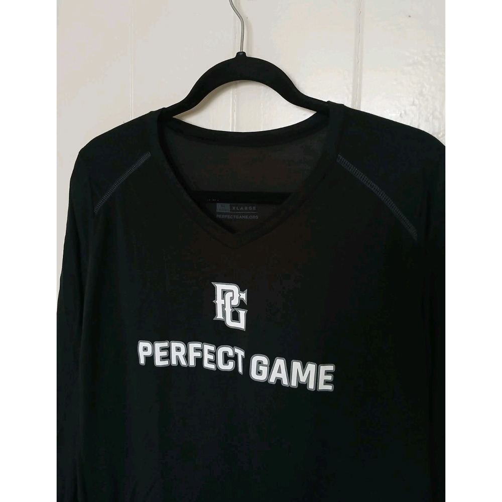 Perfect Game Logo‎ Athletic T Shirt Womens XL Black Long Sleeve Softball Warm Up